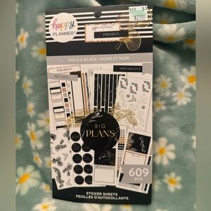 Happy Planner Gold & Black Big Plans Foiled Sticker Sheet Pack Book